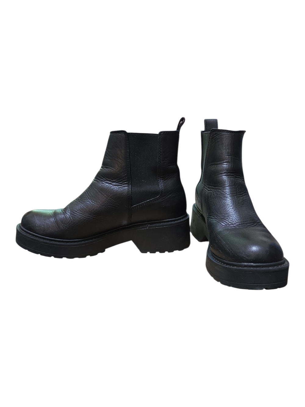 Steve Madden Black Leather Platform Chelsea Ankle Boots Size 8M - Picture 3 of 13